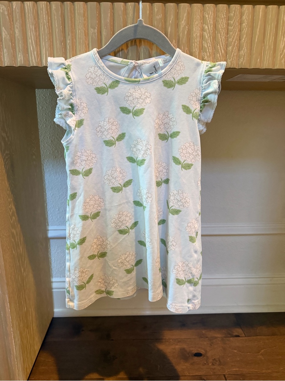 Maddie & Connor Girls White Floral Dress — Pink & Green Accents